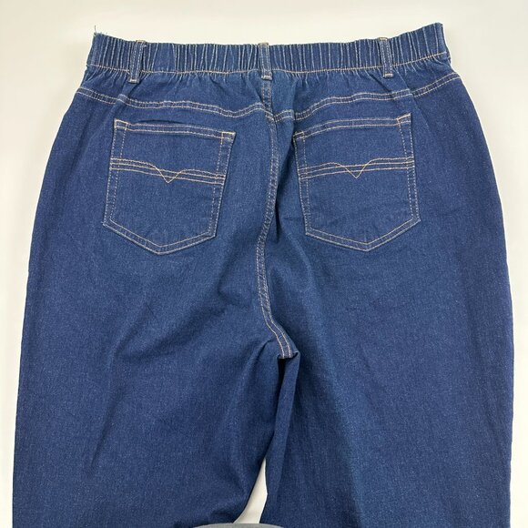 Denim & Co Back Elastic Straight Leg Women's size XL Dark Wash Blue Denim jeans - Picture 5 of 5